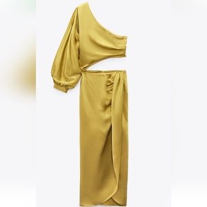 Zara SATIN EFFECT ASYMMETRIC DRESS (size Large)